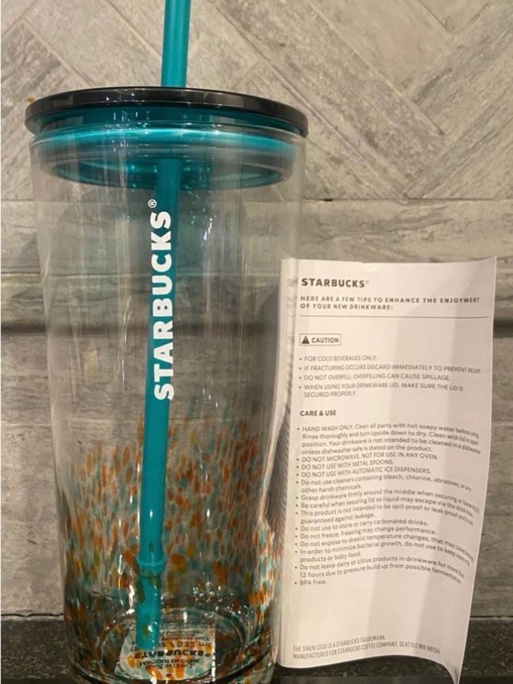 Starbucks 2021 Teal and Orange Confetti Tumbler - Picture 5 of 5